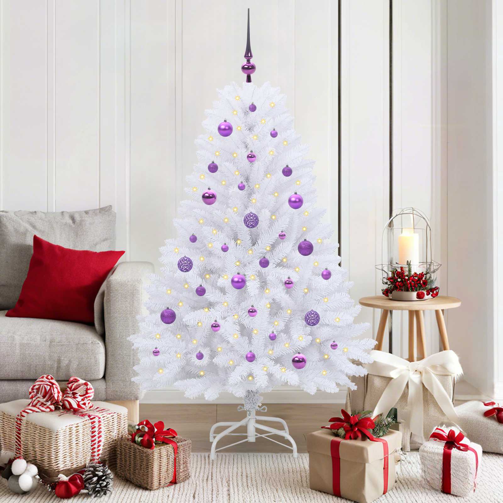 Kunstmatige Inklapbare Kerstboom Wit 150 cm PVC en Staal