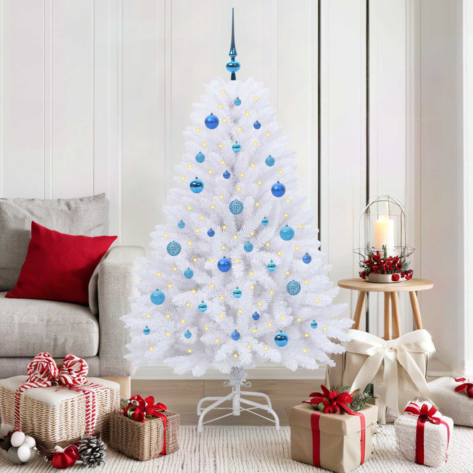 Kunstmatige Inklapbare Kerstboom Wit 150 cm PVC en Staal