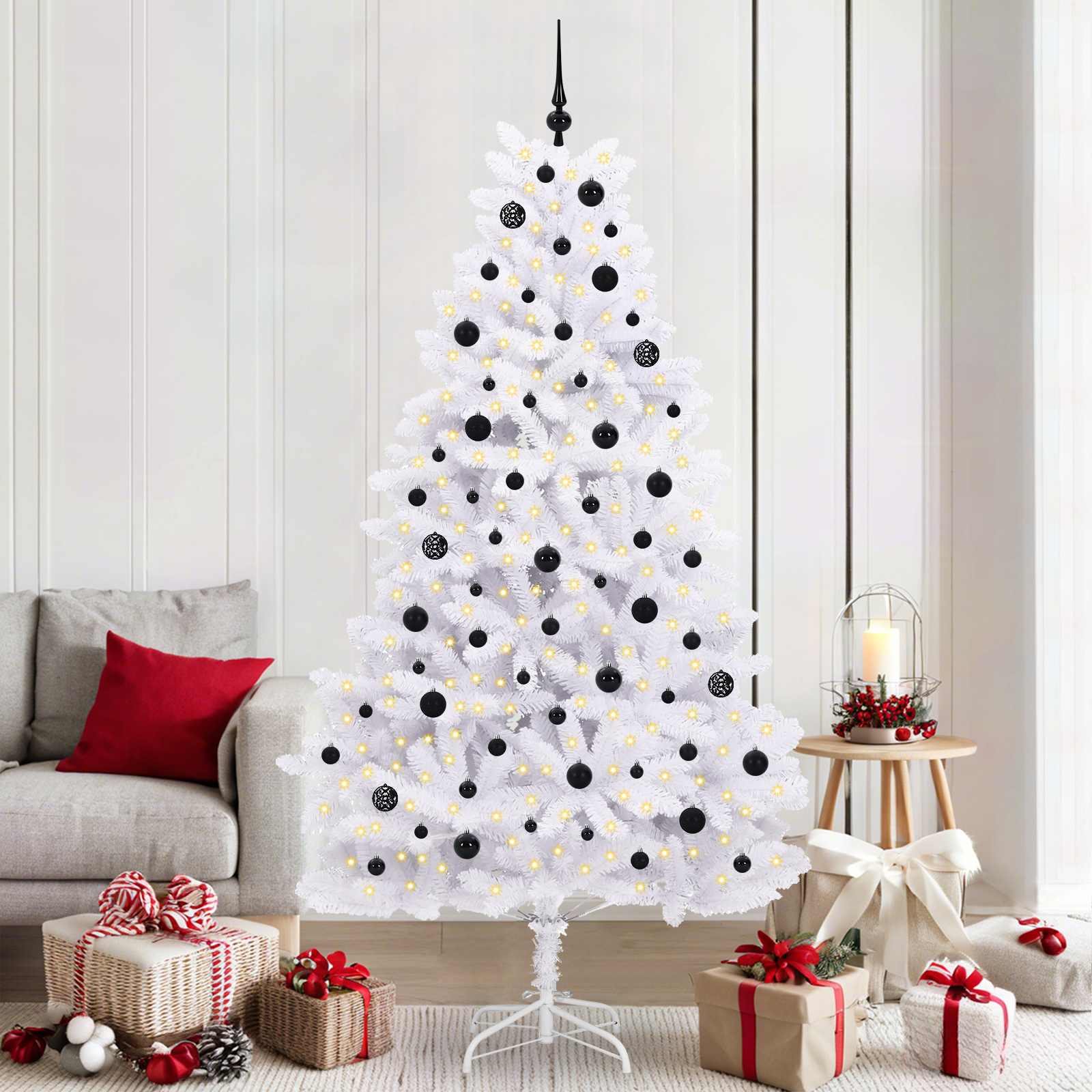 Kunstmatige Inklapbare Kerstboom Wit 210 cm PVC en staal