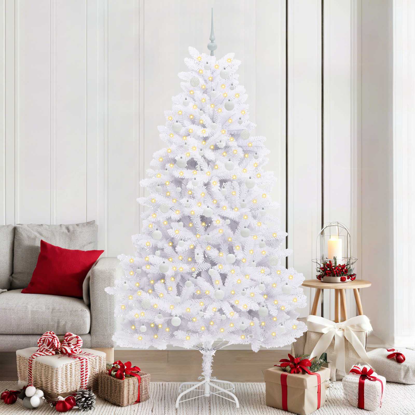 Kunstmatige Inklapbare Kerstboom Wit 210 cm PVC en staal