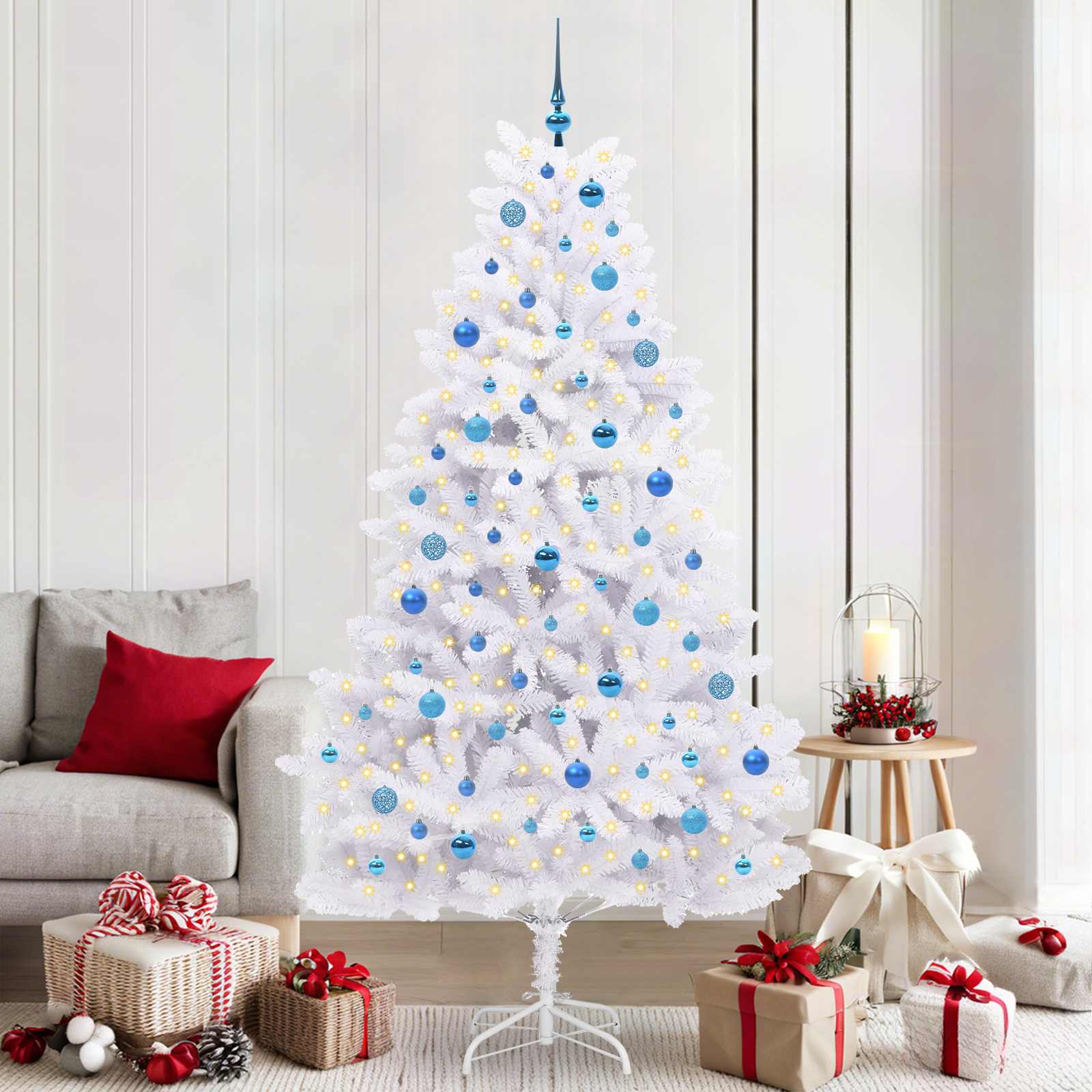 Kunstmatige Inklapbare Kerstboom Wit 210 cm PVC en staal