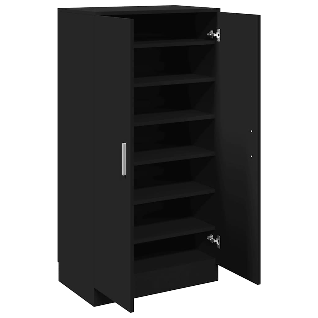 Schoenenkast 55x35x108 cm bewerkt hout zwart – afbeelding 3