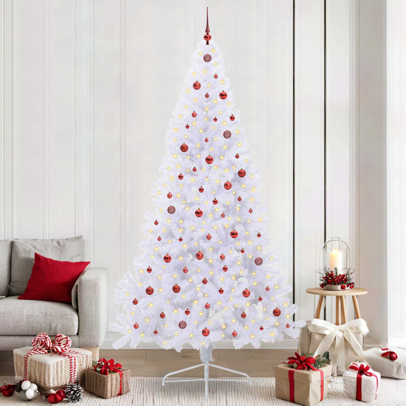 Kunstkerstboom met 300 LED Wit 240 cm PVC en staal – afbeelding 1