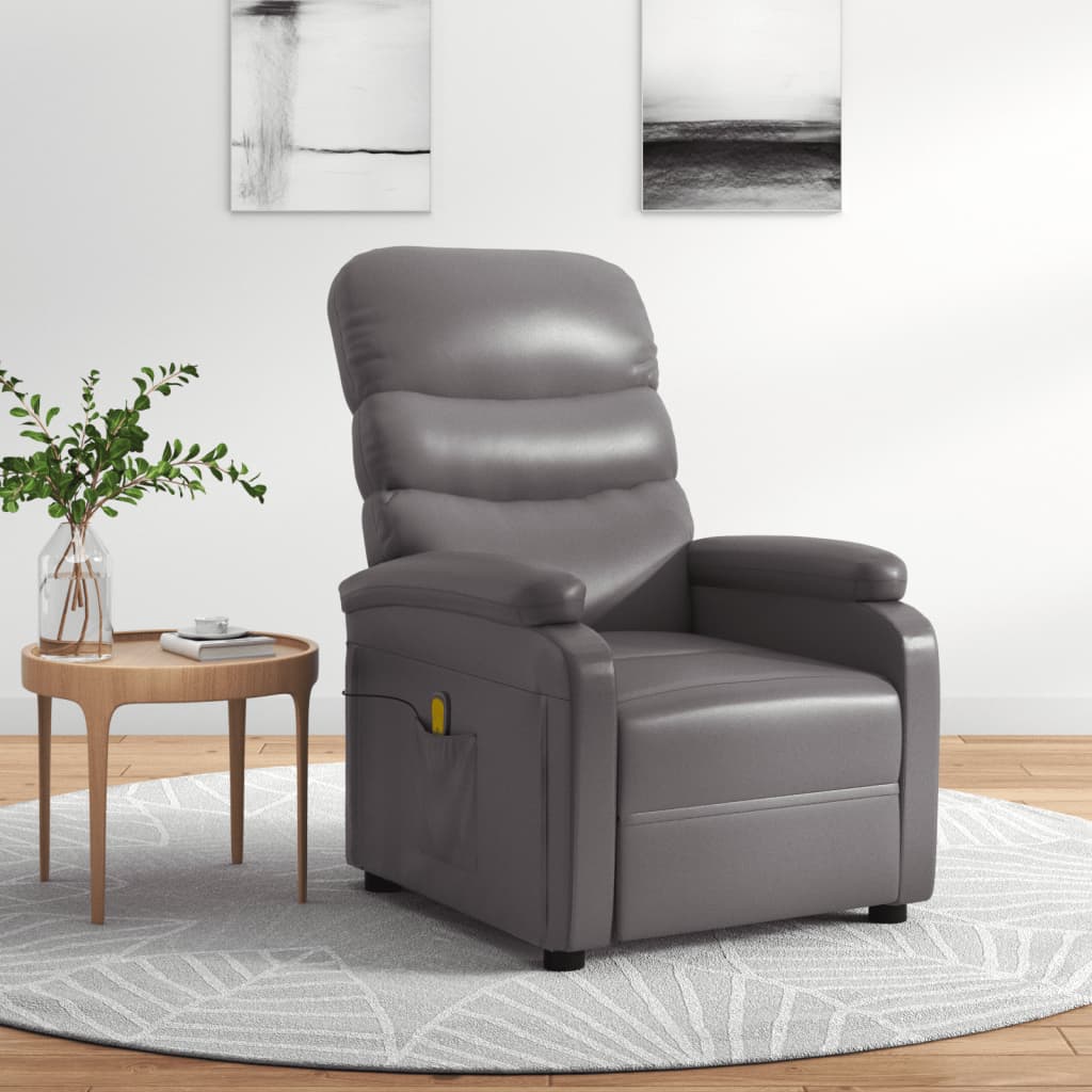 Massagestoel kunstleer grijs