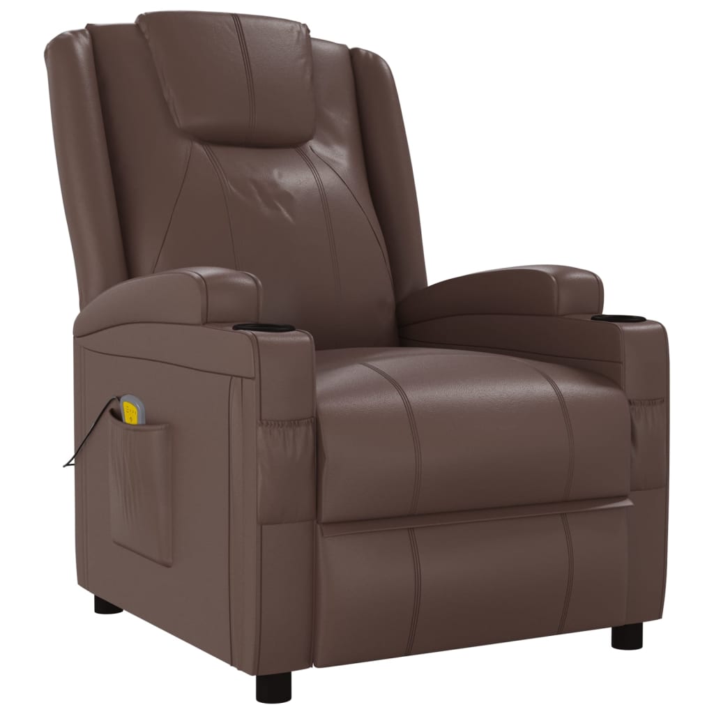 Massagestoel kunstleer bruin – afbeelding 2