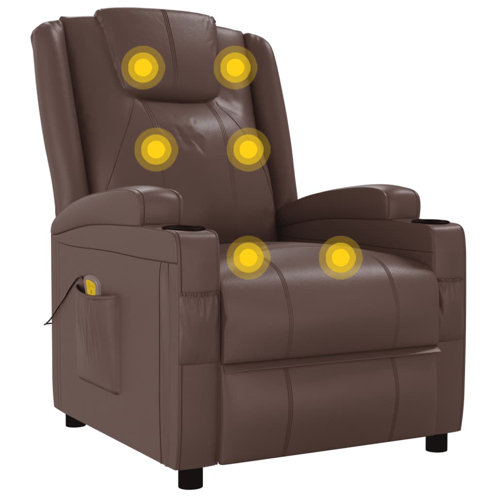Massagestoel kunstleer bruin – afbeelding 6