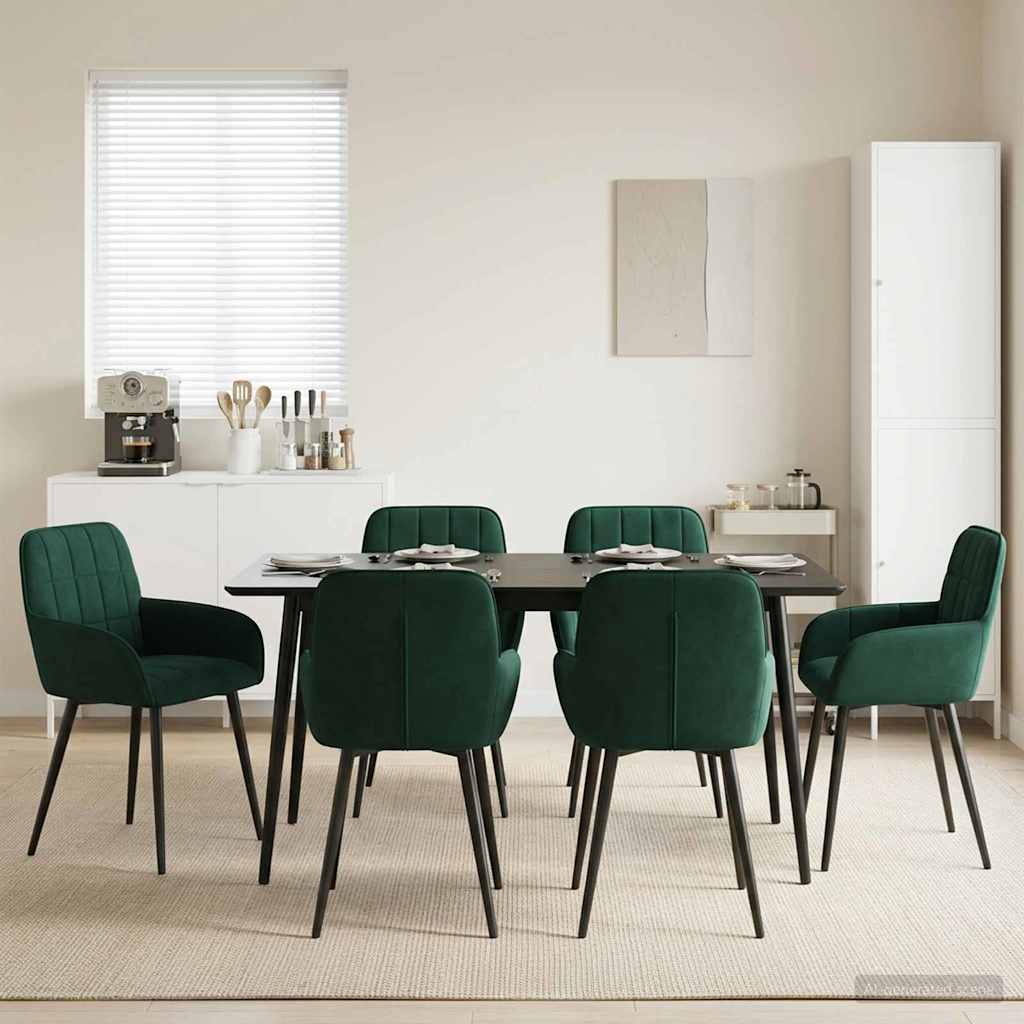 Eettafelstoelen 6 pcs fluweel Donkergroen 57 x 50 x 85 cm – afbeelding 1