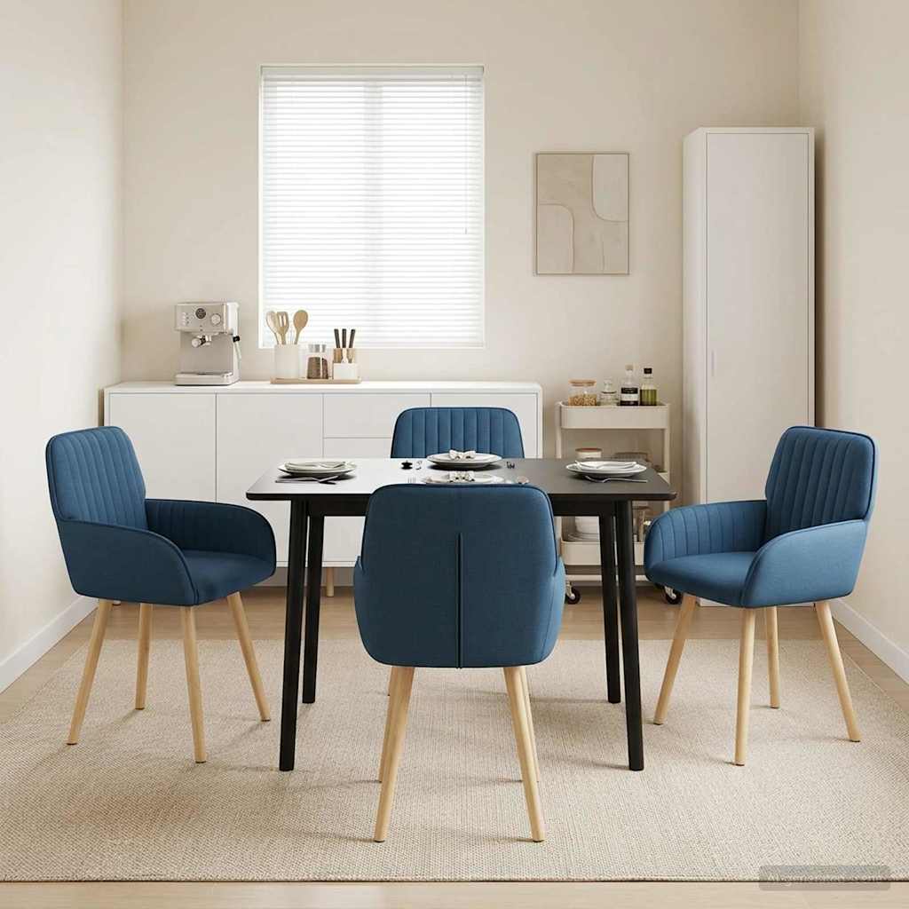 Eettafelstoelen 4 pcs Stof Blauw 56,5 x 50 x 87,5 cm