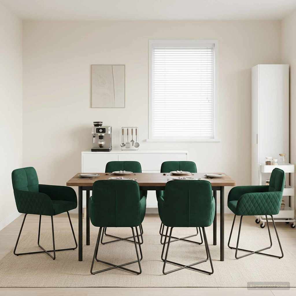 Eettafelstoelen 6 pcs fluweel Donkergroen 59 x 56,5 x 86 cm