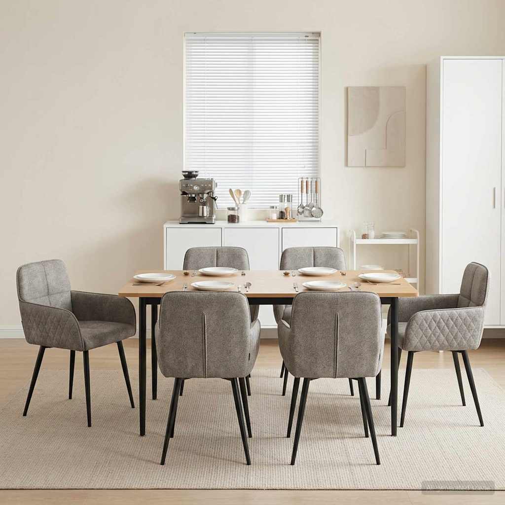 Eettafelstoelen 6 pcs Nep Suede Leer Lichtgrijs – afbeelding 1