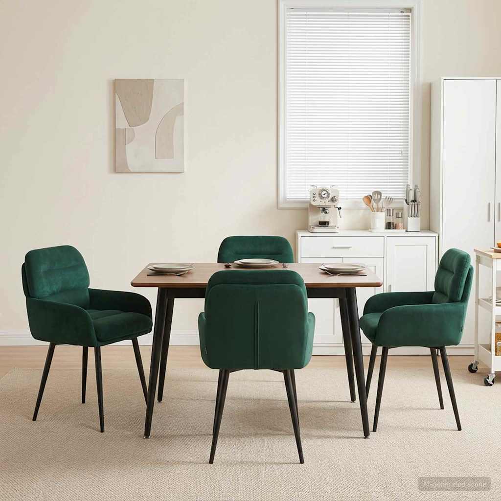 Eettafelstoelen 4 pcs fluweel Donkergroen 59 x 59,5 x 90 cm – afbeelding 1