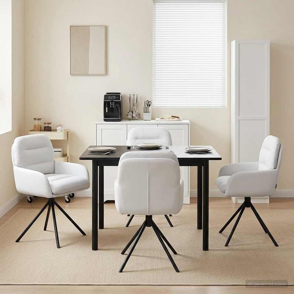 Draai Eetstoelen 4 pcs Kunstleer Wit 59 x 59,5 x 90 cm – afbeelding 1