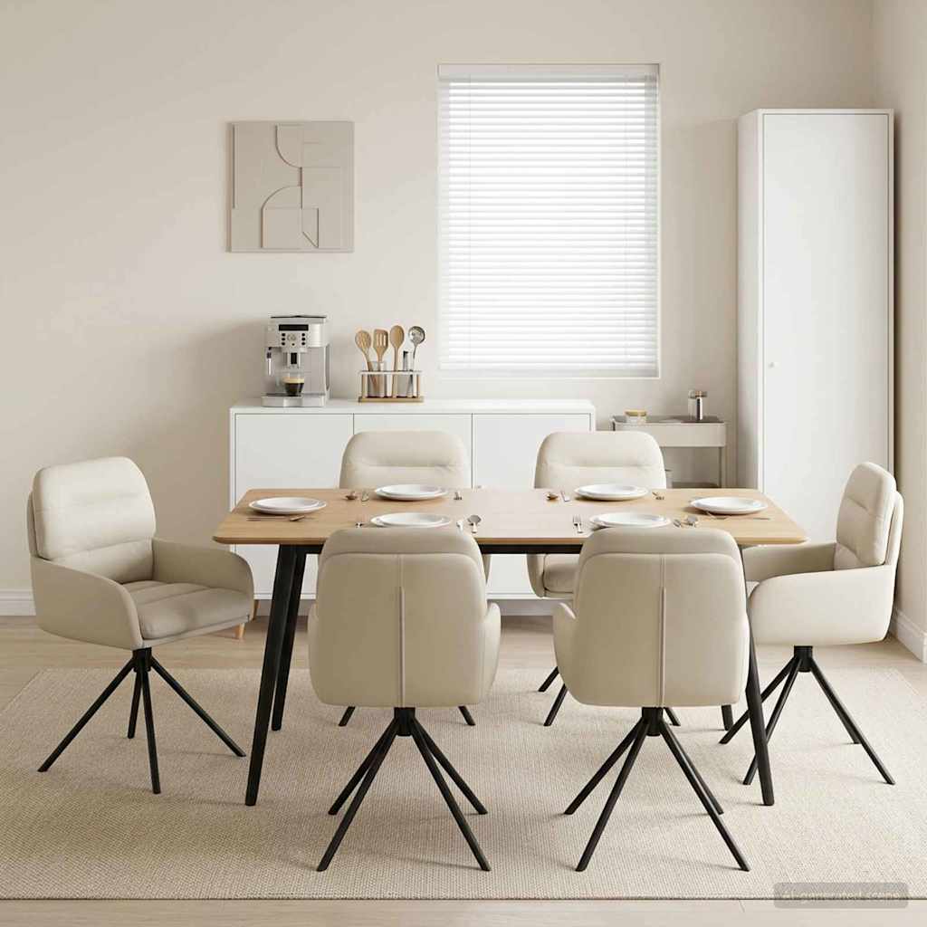 Draai Eetstoelen 6 pcs Kunstleer Crèmekleurig 59 x 59,5 x 90 cm