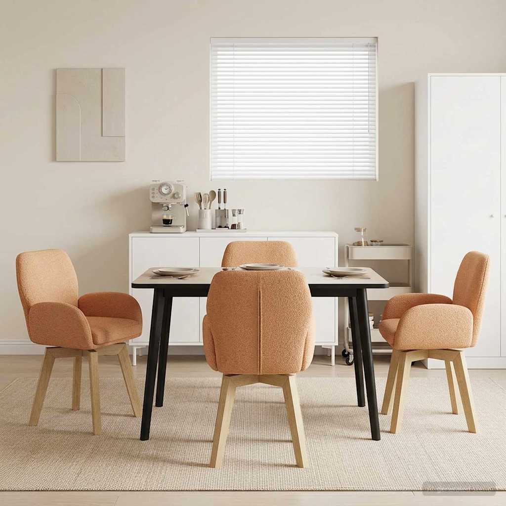 Draai Eetstoelen 4 pcs Bouclé Beige 54 x 58 x 87 cm – afbeelding 1