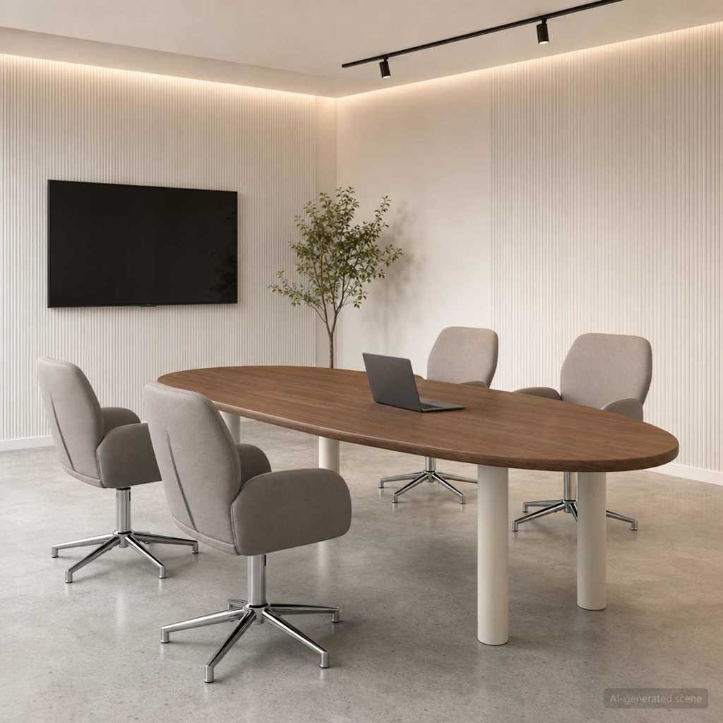 Draaiende Bureaustoelen 4 st 54 x 58 x 90 cm Taupe Stof – afbeelding 1