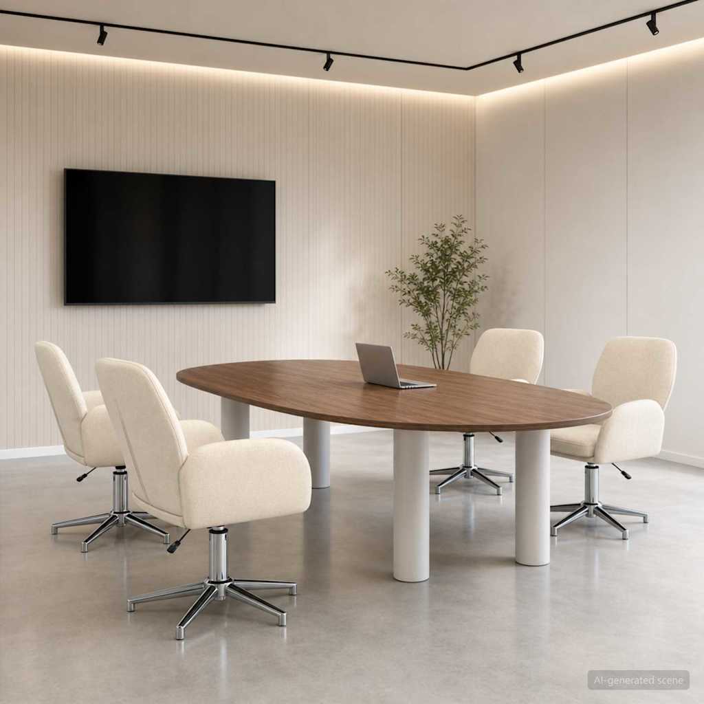Draaiende Bureaustoelen 4 st 54 x 58 x 90 cm Crèmekleurig Stof