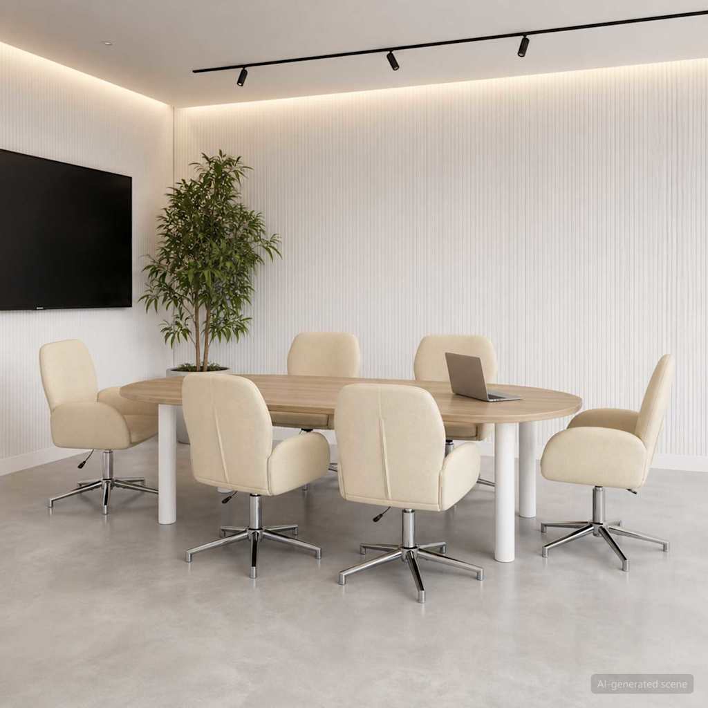 Draaiende Bureaustoelen 6 st 54 x 58 x 90 cm Crèmekleurig Stof