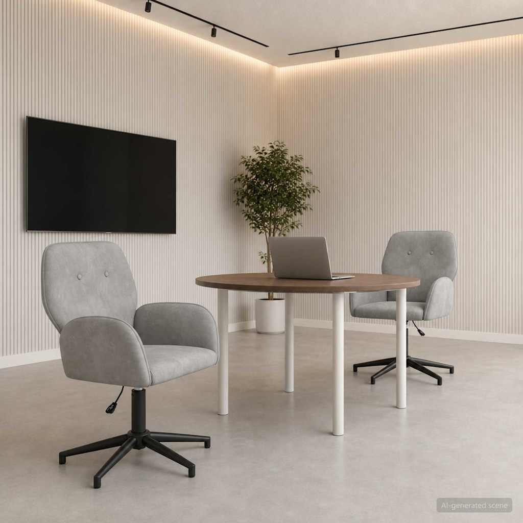 Draaiende Bureaustoelen 2 st 54 x 55 x 90 cm Lichtgrijs fluweel
