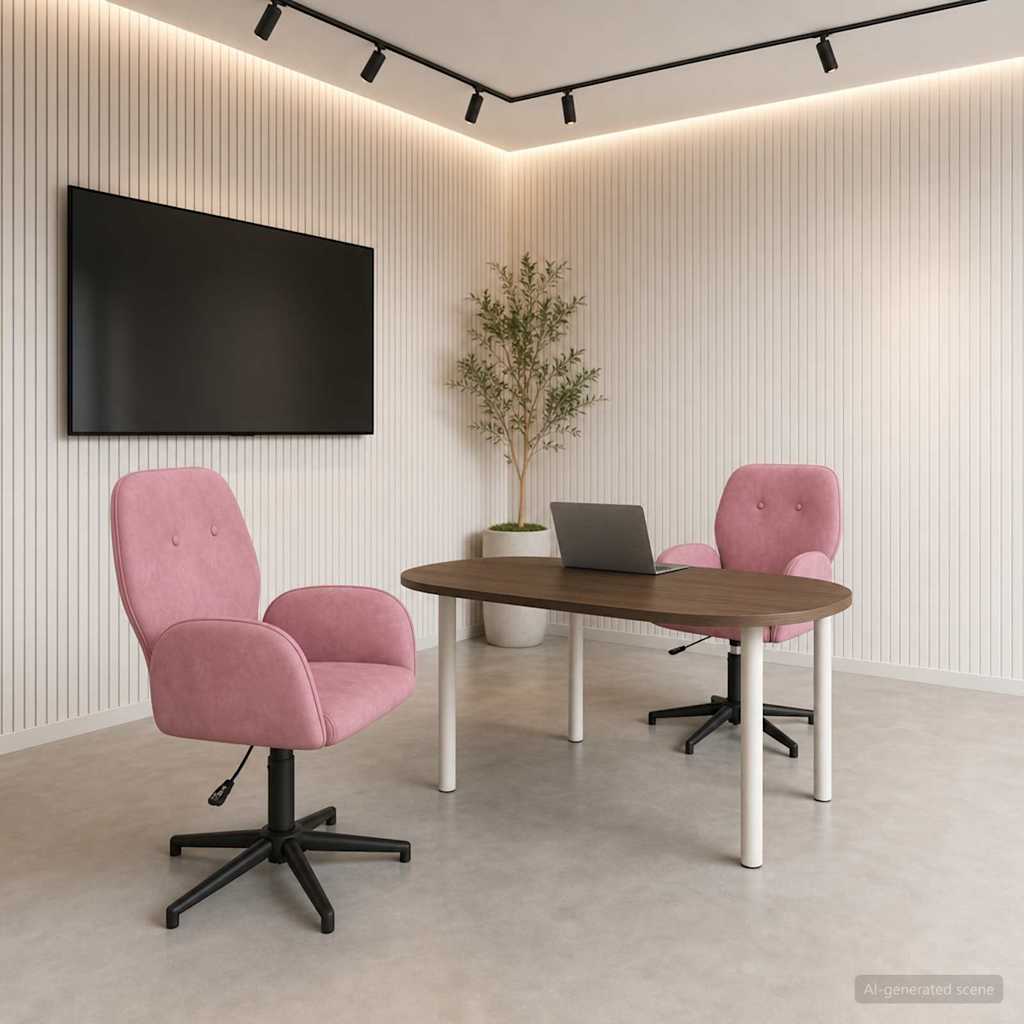 Draaiende Bureaustoelen 2 st 54 x 55 x 90 cm Roze fluweel