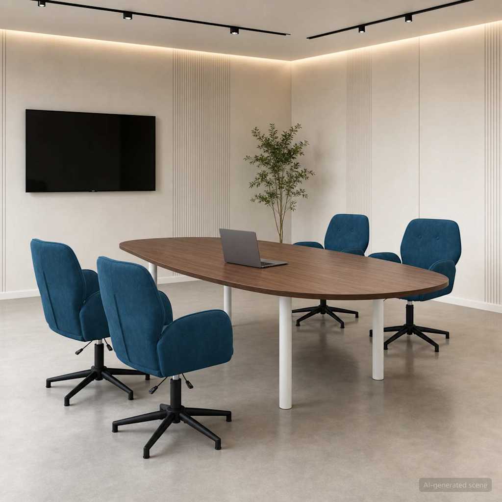 Draaiende Bureaustoelen 4 st 54 x 55 x 90 cm Blauw fluweel – afbeelding 1