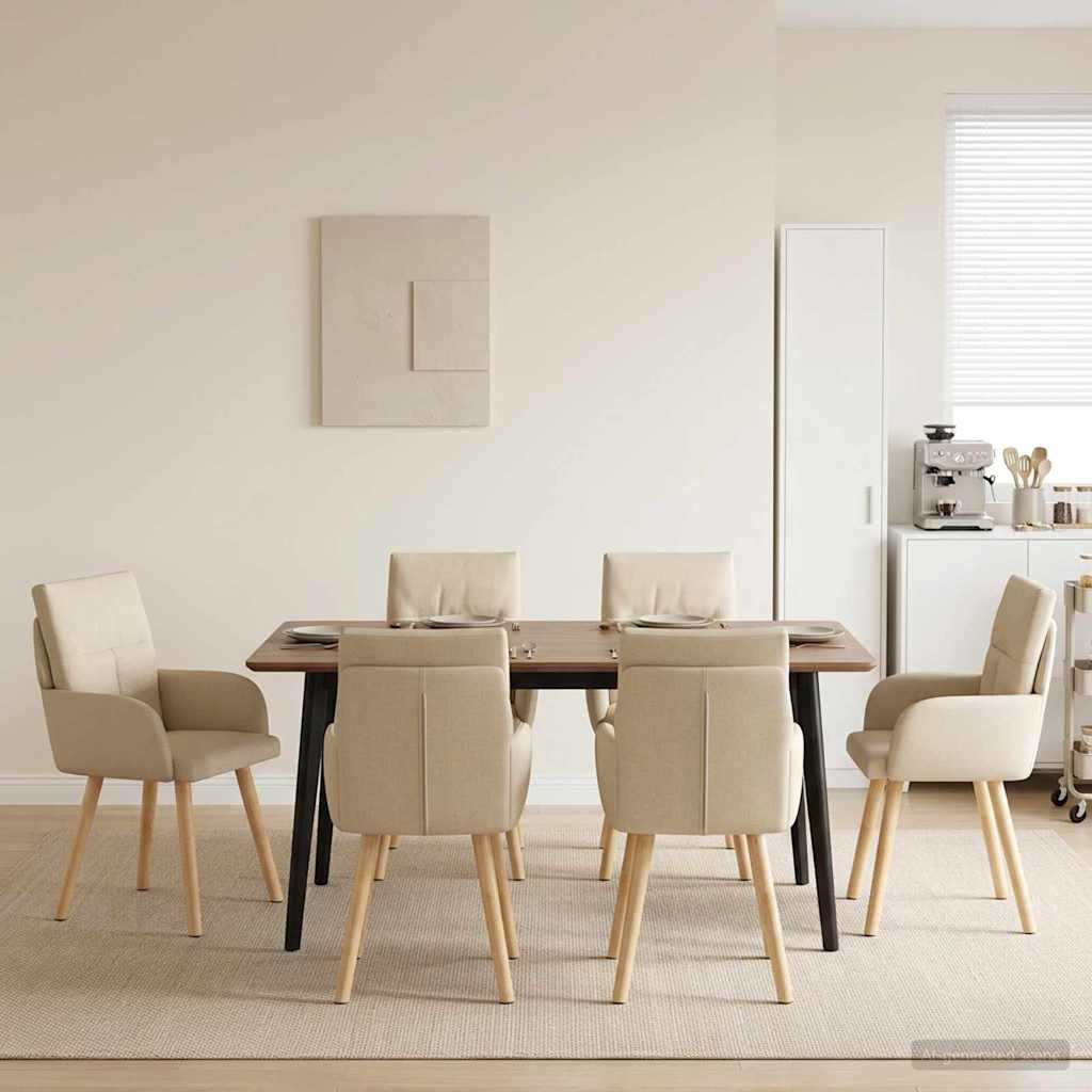 Eettafelstoelen 4 pcs Stof Crèmekleurig 60 x 56 x 96 cm – afbeelding 1