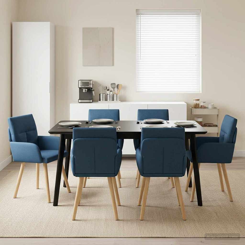 Eettafelstoelen 6 pcs Stof Blauw 60 x 56 x 96 cm – afbeelding 1