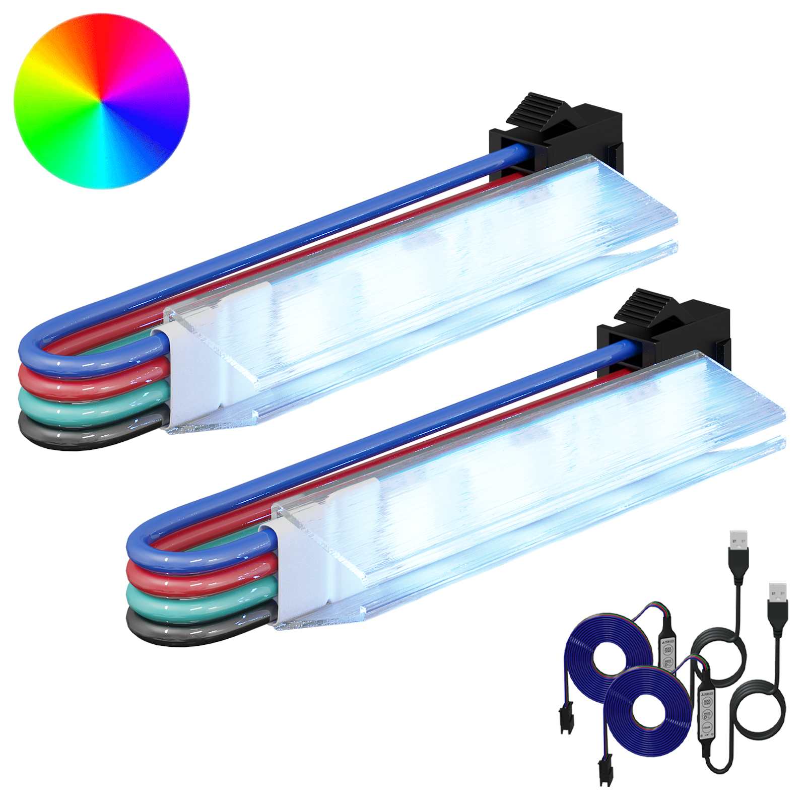 LED-strip 2 pcs Zwart en Wit 1745 mm Koper en kunststof