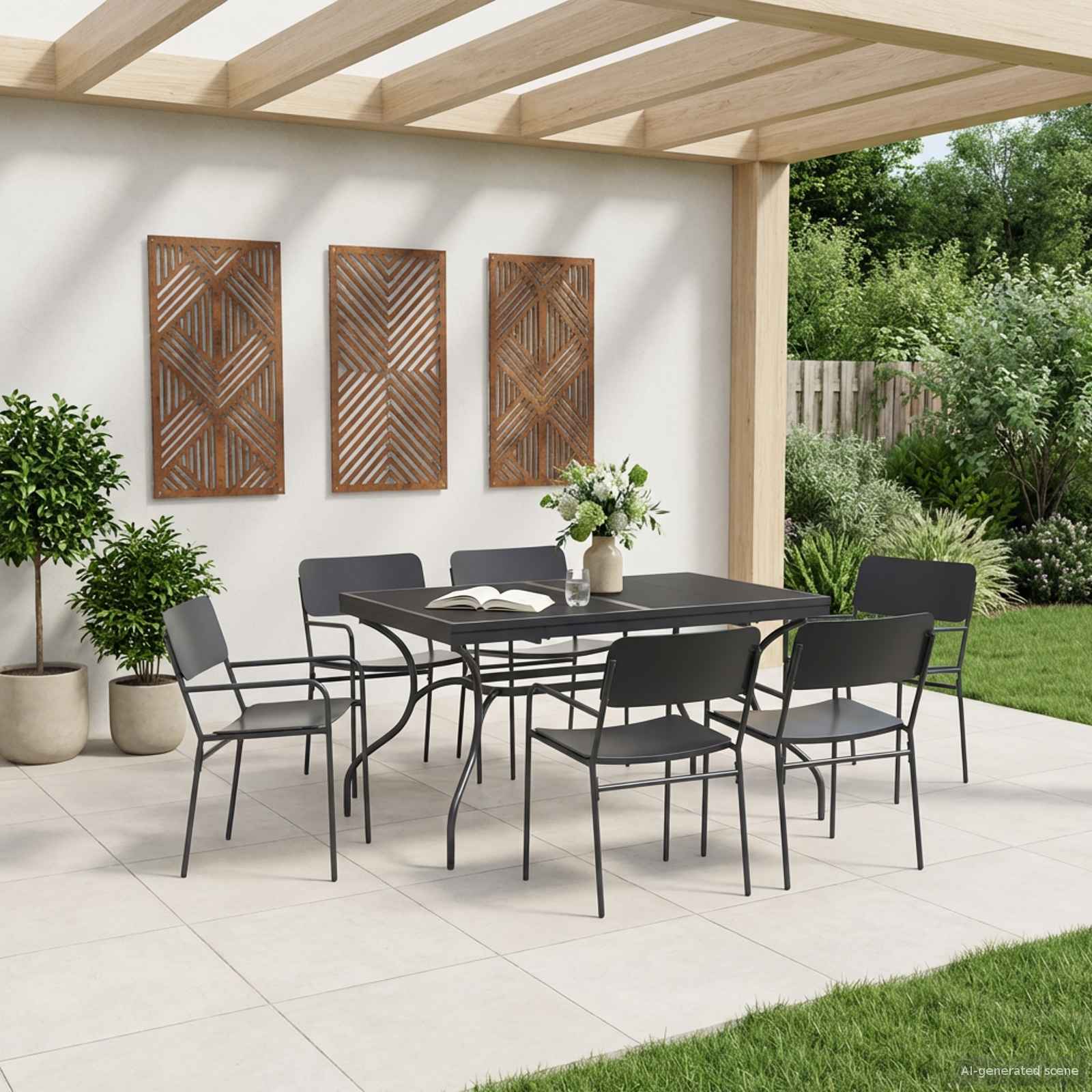 Tuin eettafelset 7 pcs Antracietkleurig Staal – afbeelding 1