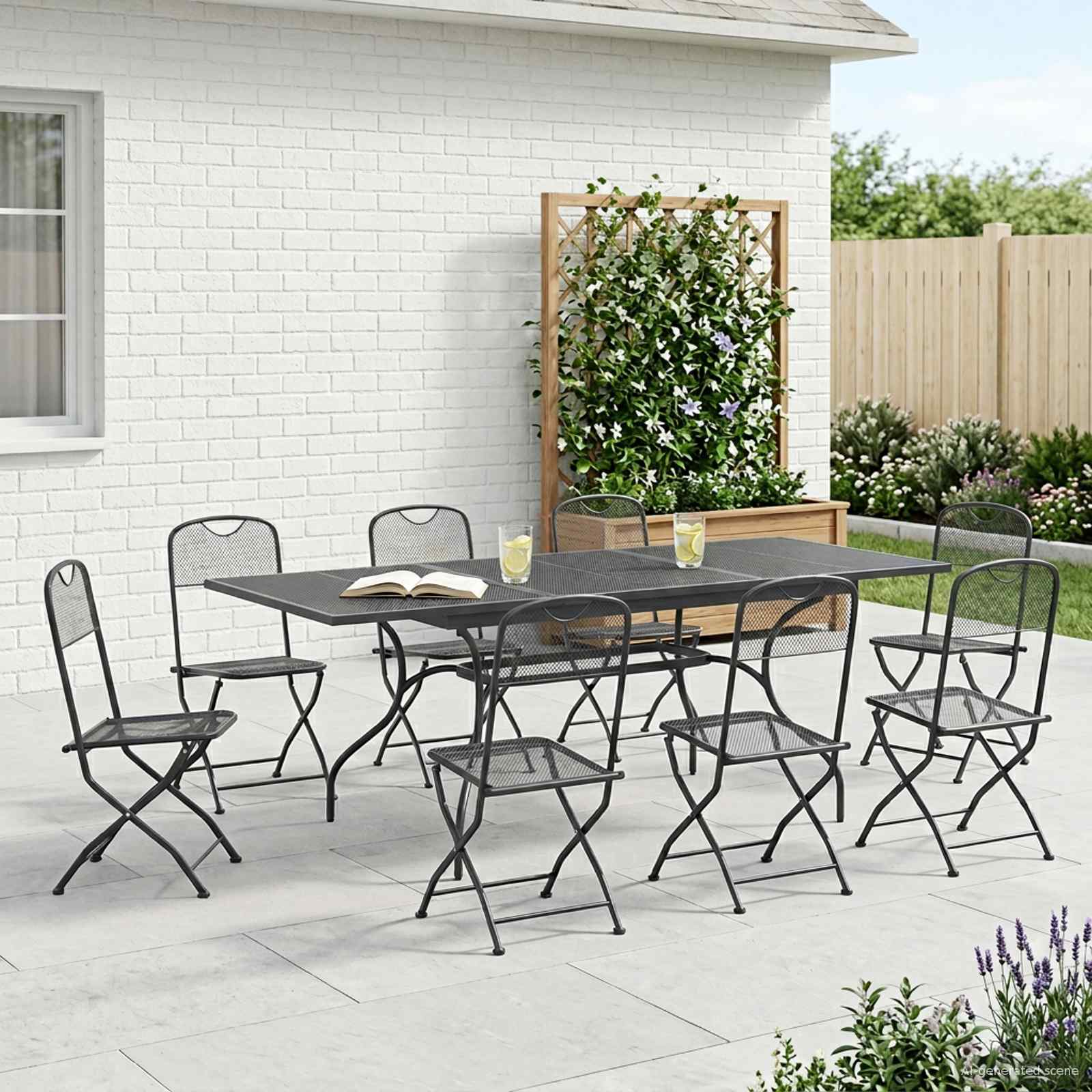 Tuin eettafelset 9 pcs Antracietkleurig 212 x 90 x 76 cm – afbeelding 1