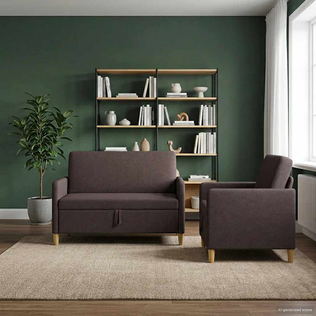 Bankenset met opbergruimte 2 pcs Donkerbruin Polyester