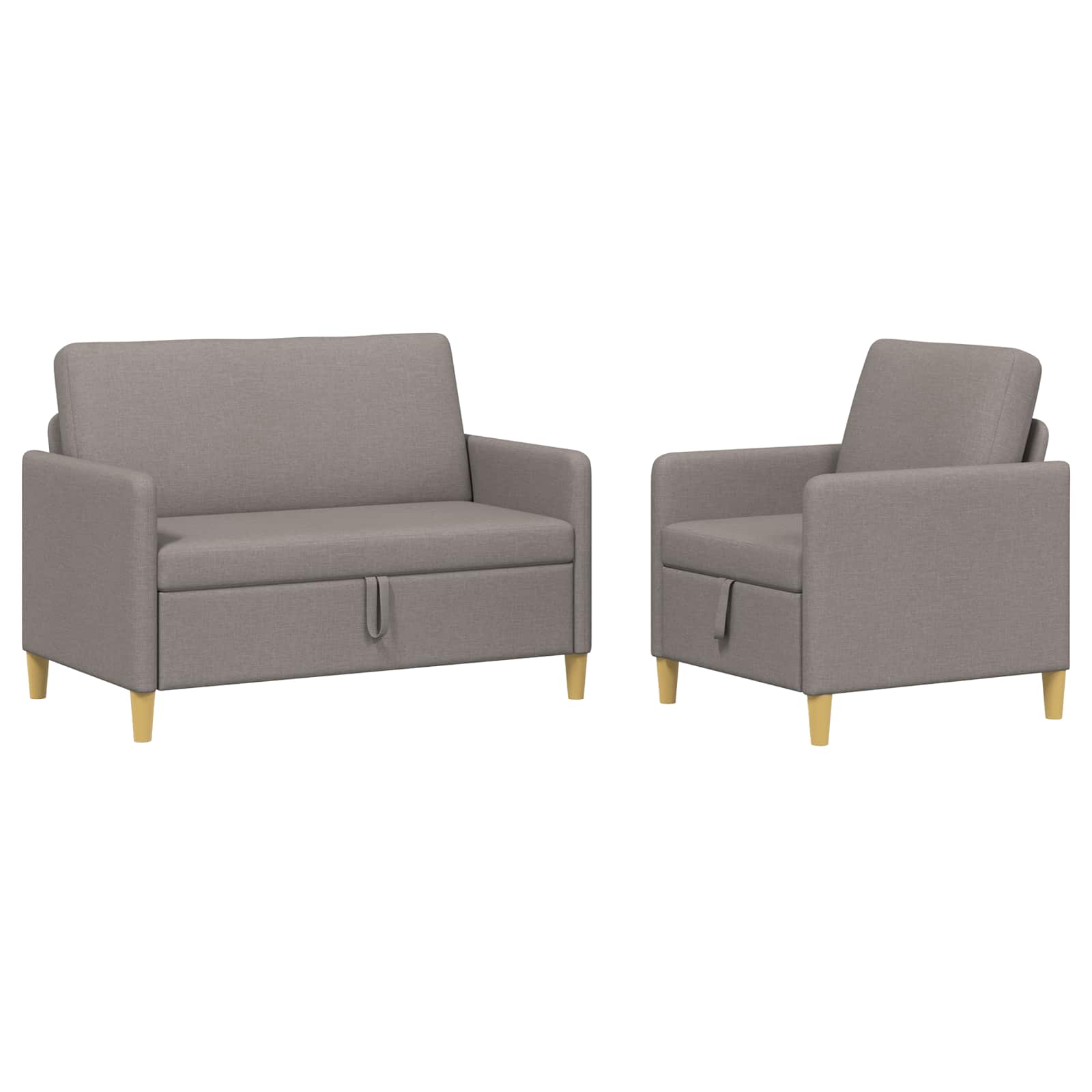 Bankenset met opbergruimte 2 pcs Taupe Polyester – afbeelding 2