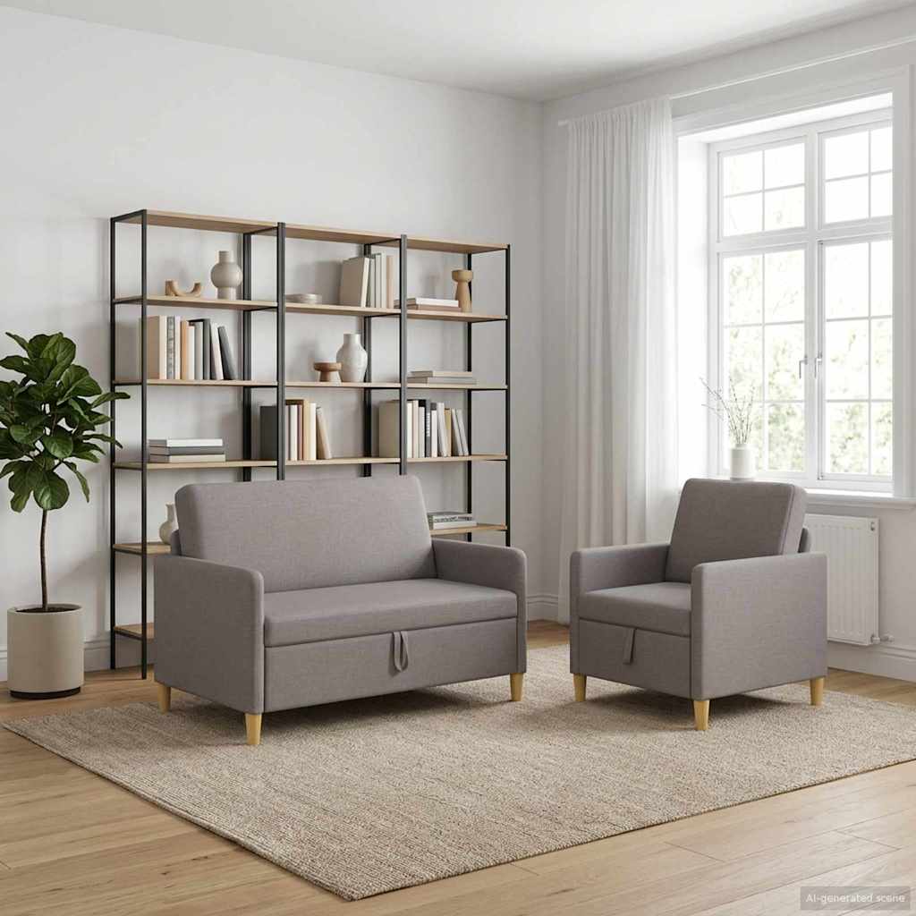 Bankenset met opbergruimte 2 pcs Taupe Polyester – afbeelding 3