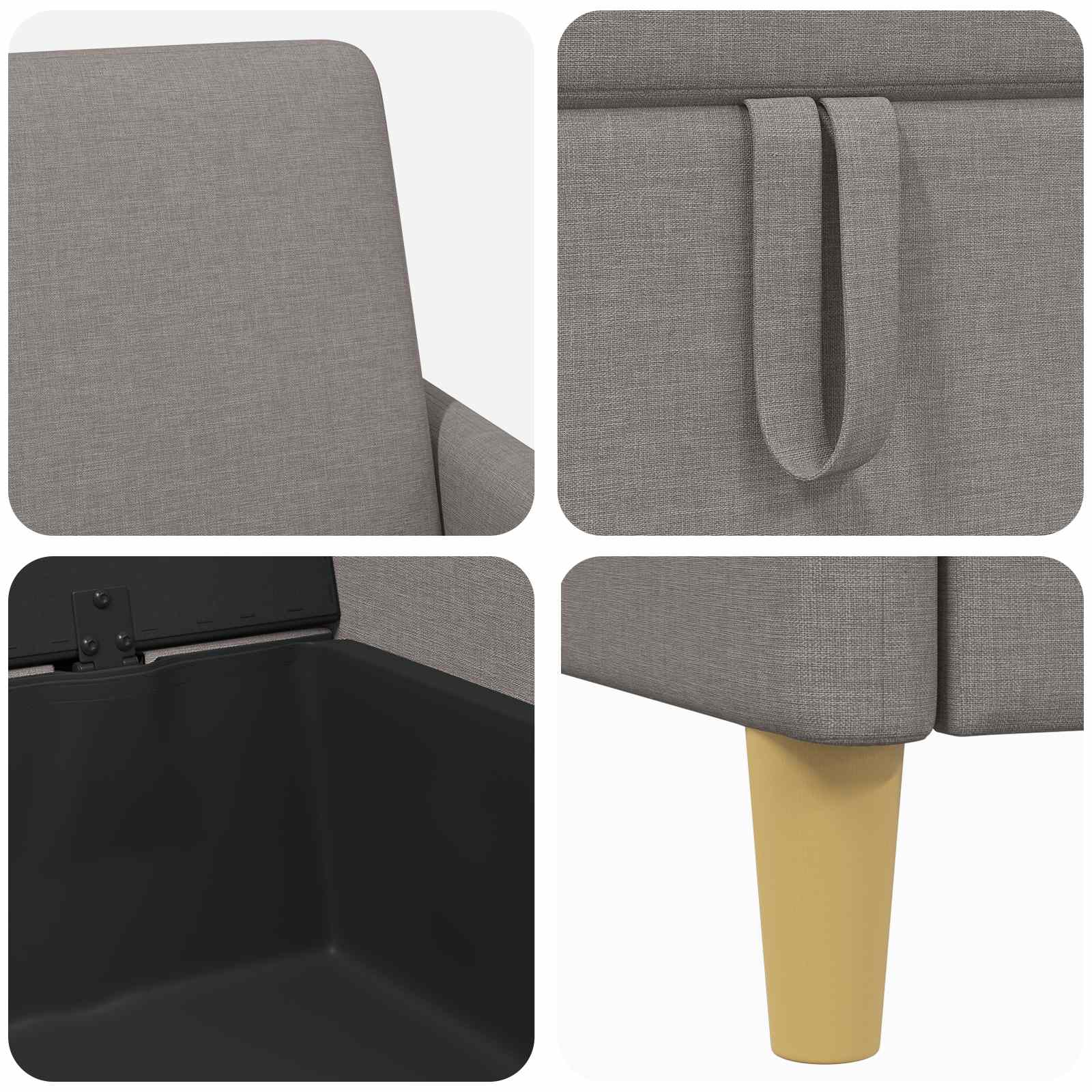 Bankenset met opbergruimte 2 pcs Taupe Polyester – afbeelding 6