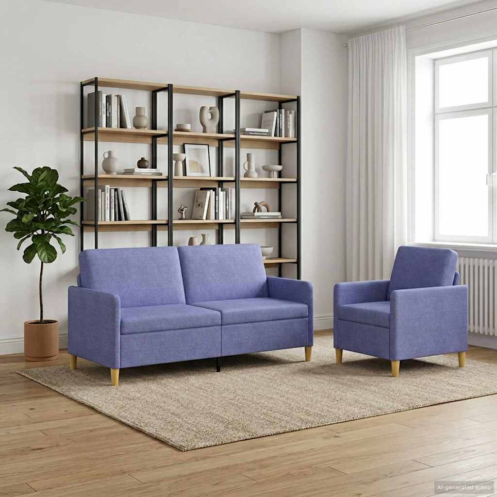 Bankenset met opbergruimte 2 pcs Jeans Blauw Polyester