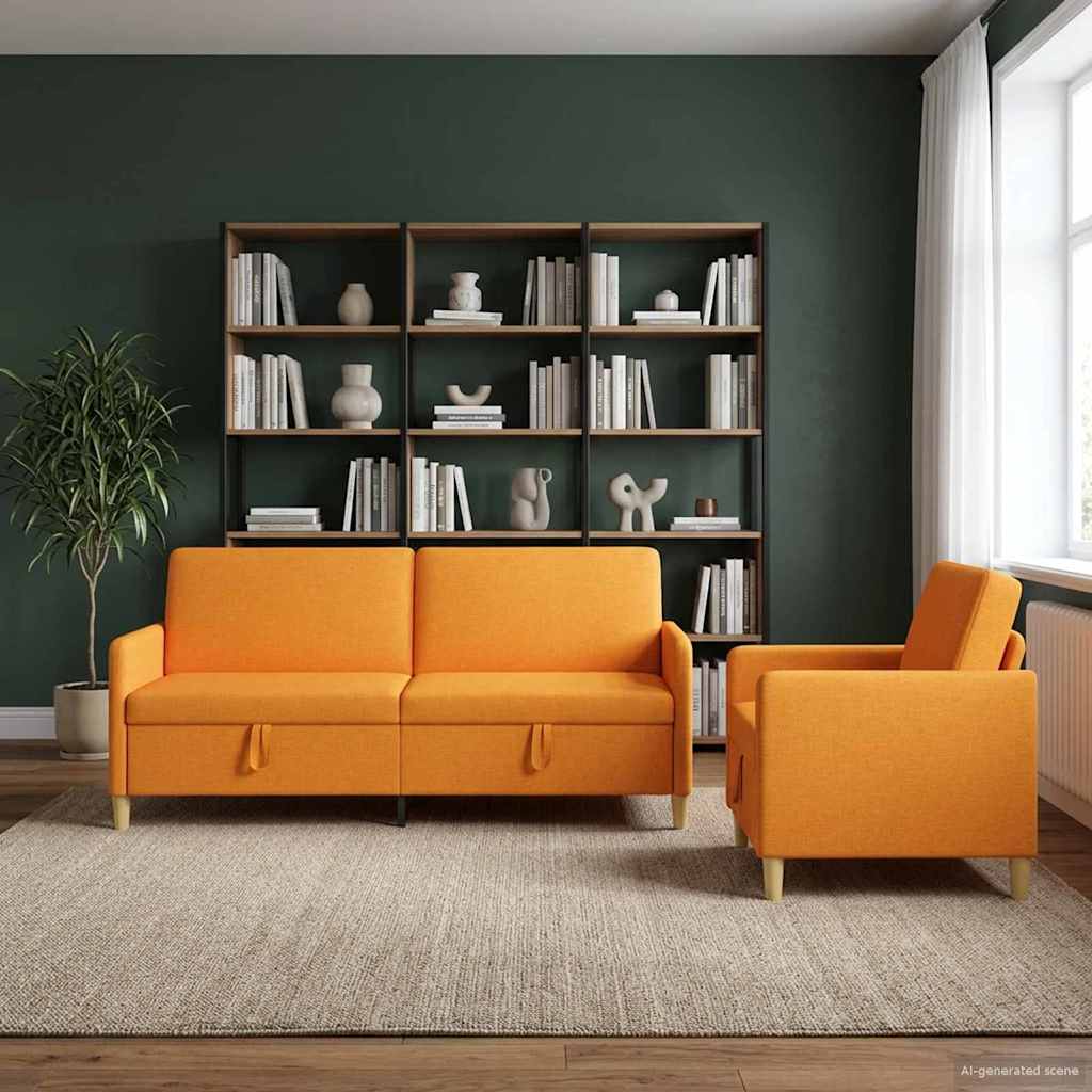 Bankenset met opbergruimte 2 pcs Donkergeel Polyester