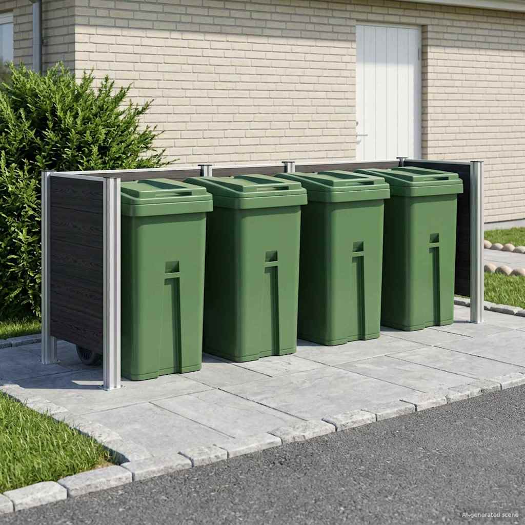 Afvalbak Schutting Grijs 315 x 85 x 115 cm Aluminium en WPC