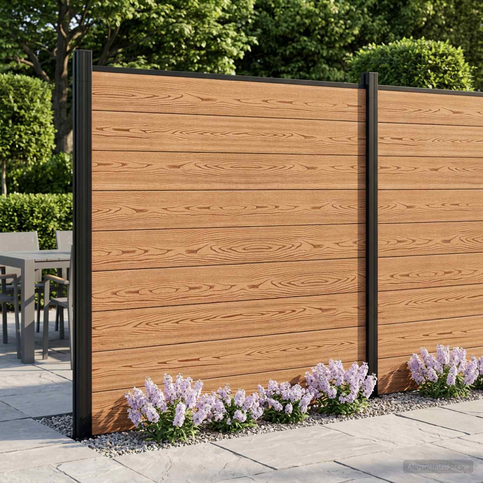 Hekpaneel 2 pcs WPC en Aluminium Bruin – afbeelding 1