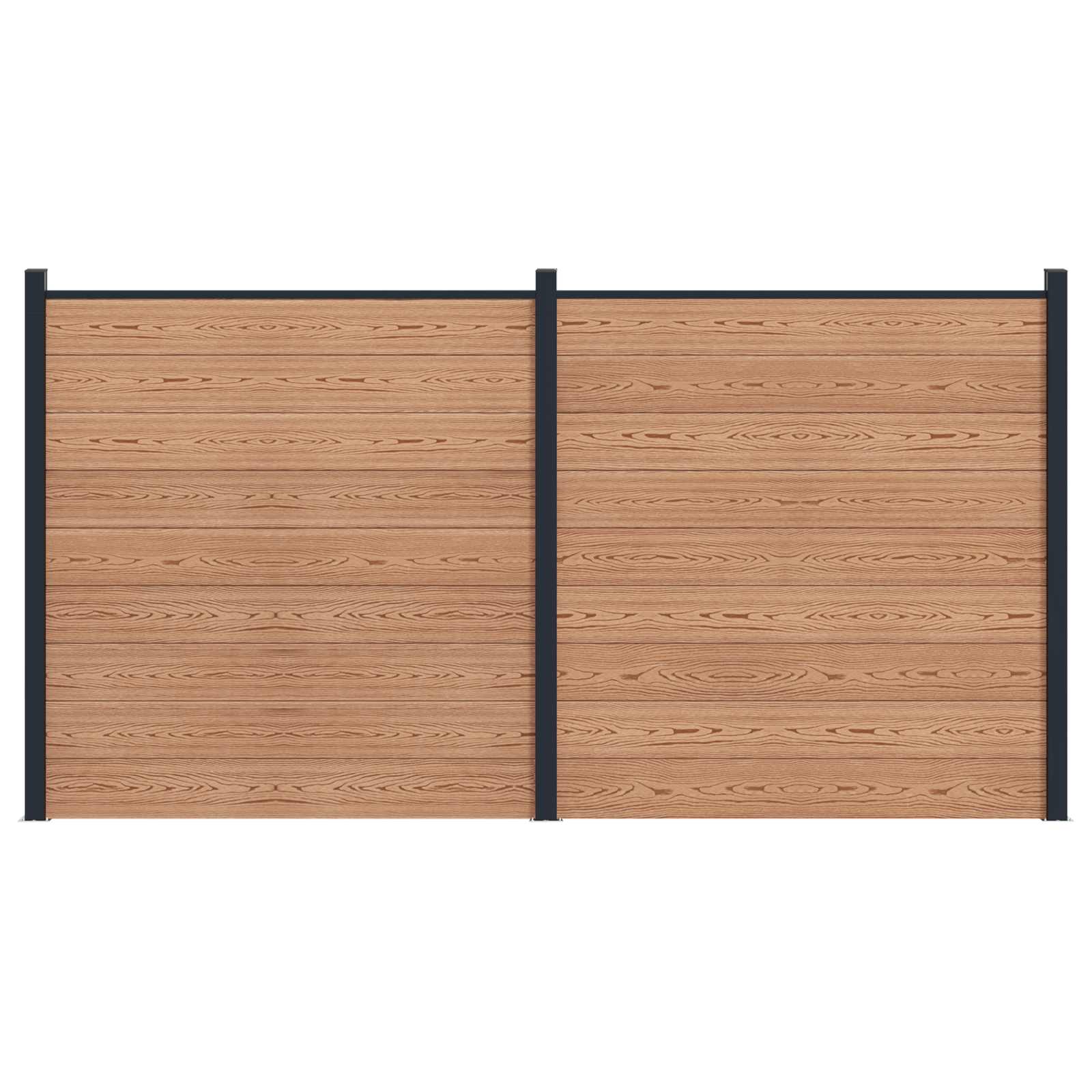 Hekpaneel 2 pcs WPC en Aluminium Bruin – afbeelding 2