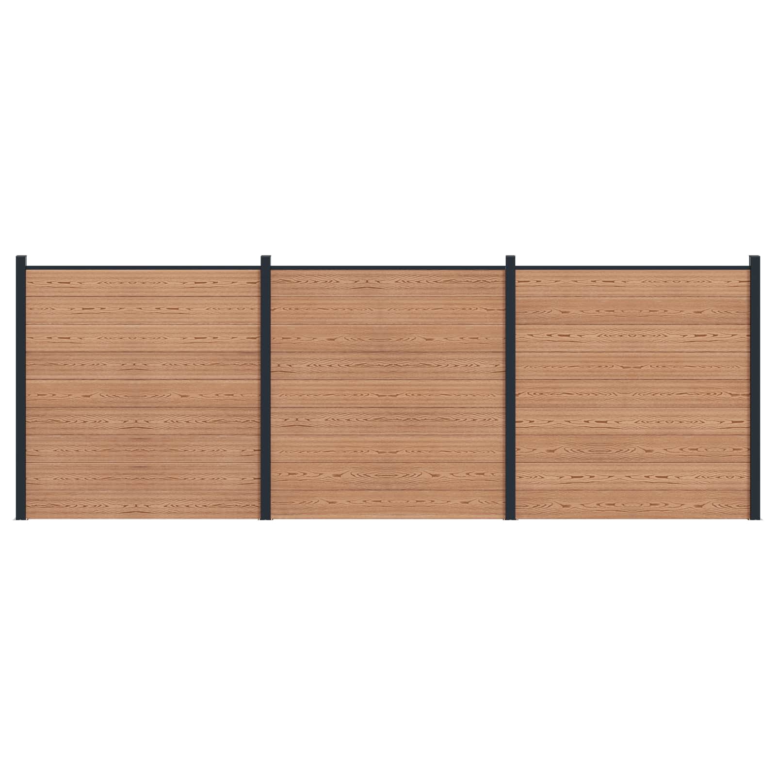 Hekpaneel 3 pcs WPC en Aluminium Bruin – afbeelding 1