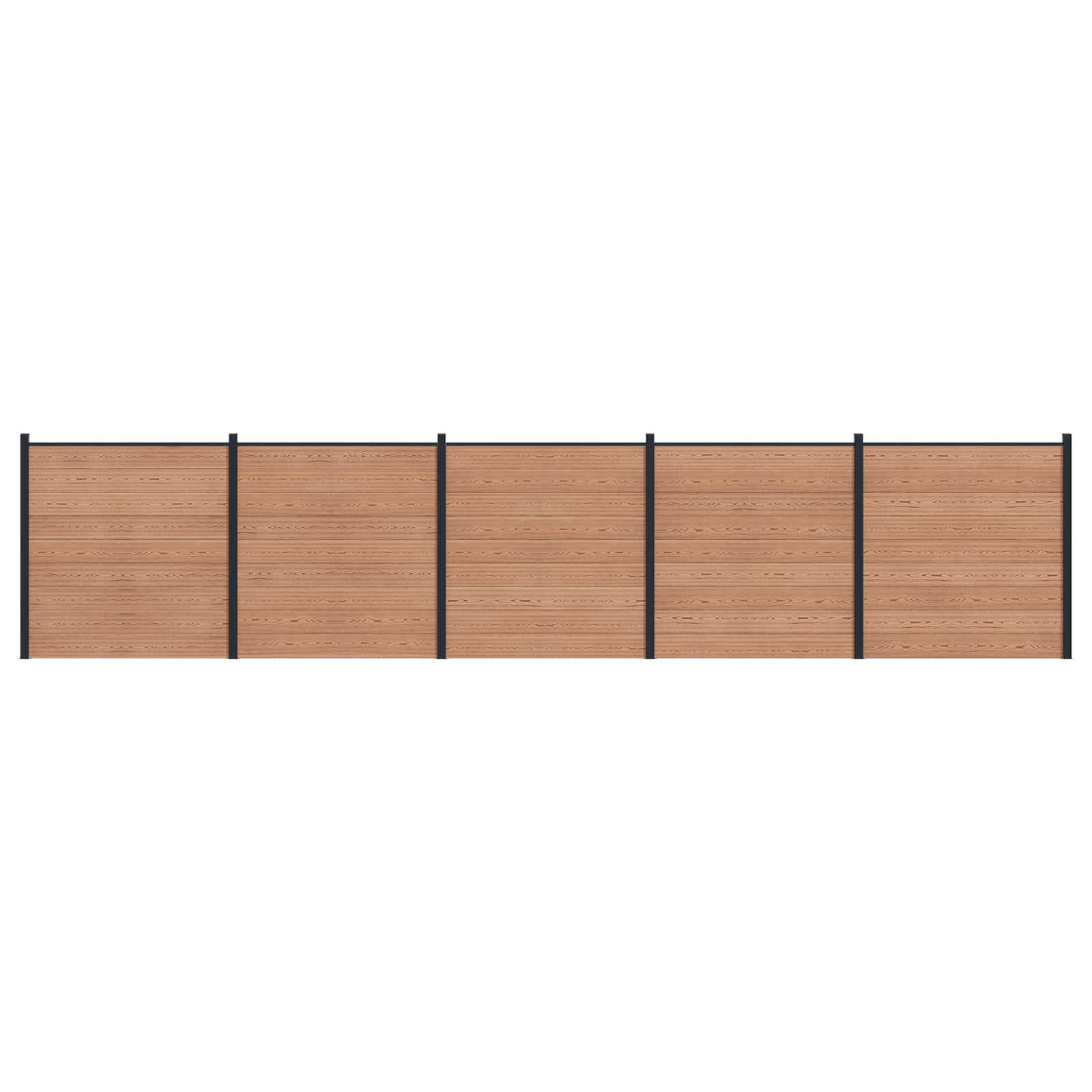 Hekpaneel 5 pcs WPC en Aluminium Bruin – afbeelding 1