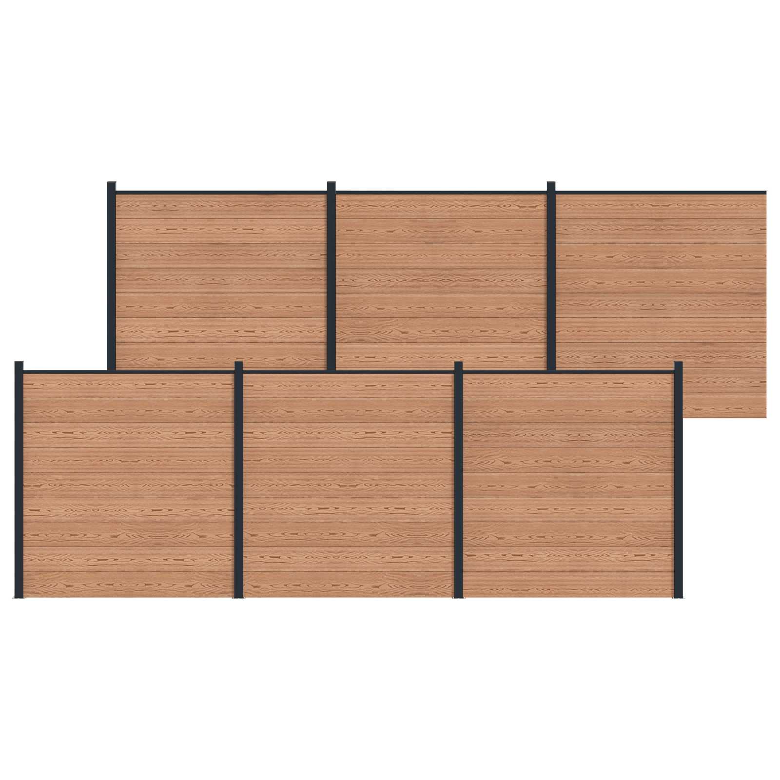 Hekpaneel 6 pcs WPC en Aluminium Bruin – afbeelding 2