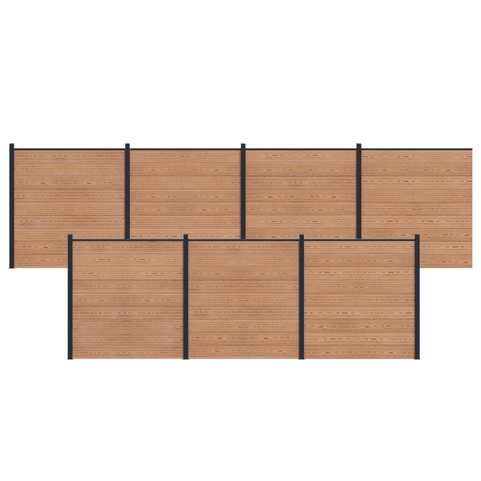 Hekpaneel 7 pcs WPC en Aluminium Bruin – afbeelding 1