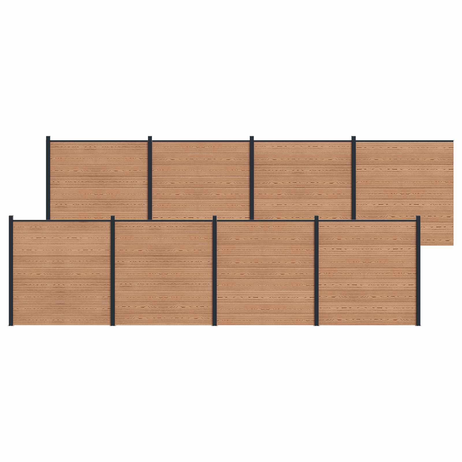 Hekpaneel 8 pcs WPC en Aluminium Bruin – afbeelding 1