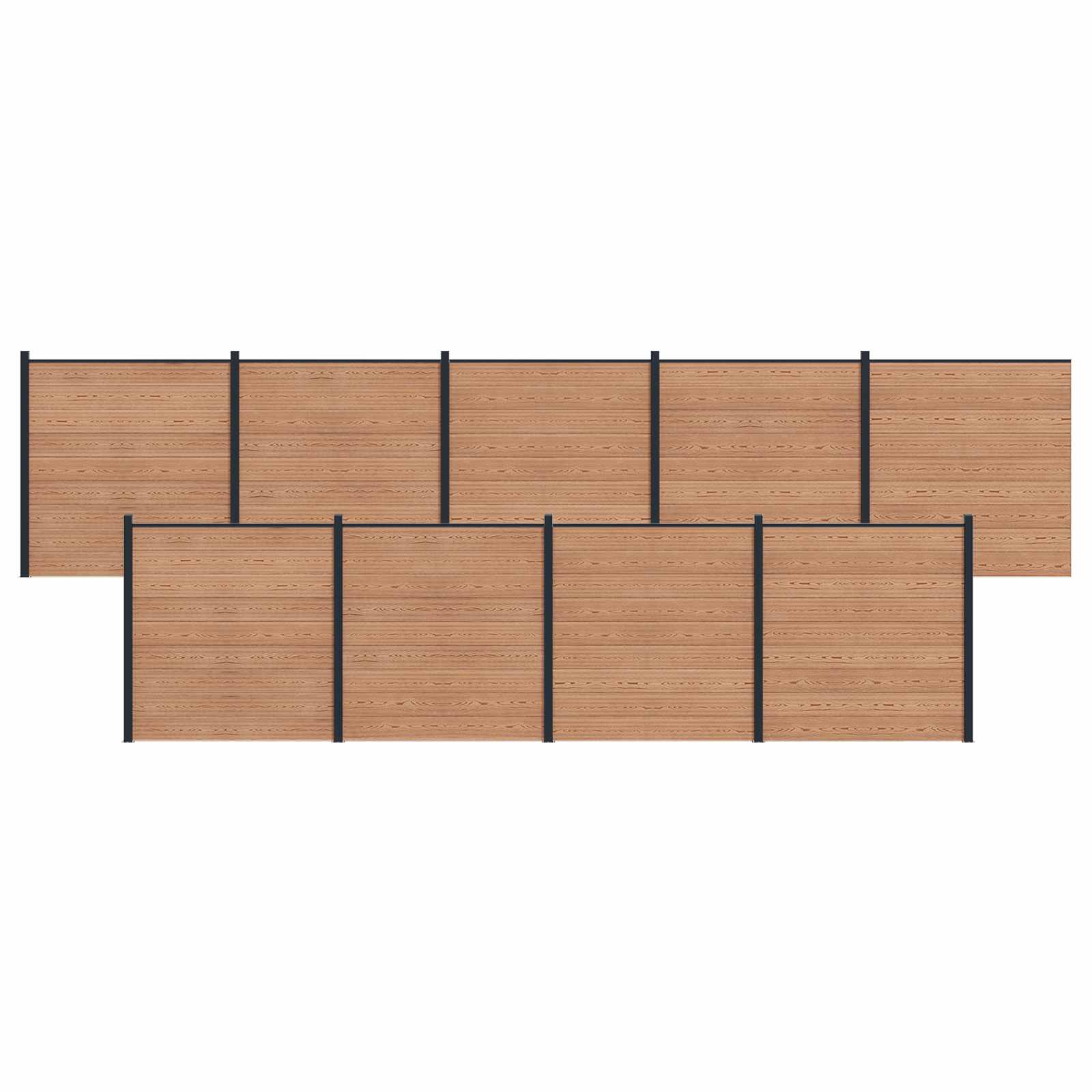 Hekpaneel 9 pcs WPC en Aluminium Bruin – afbeelding 1