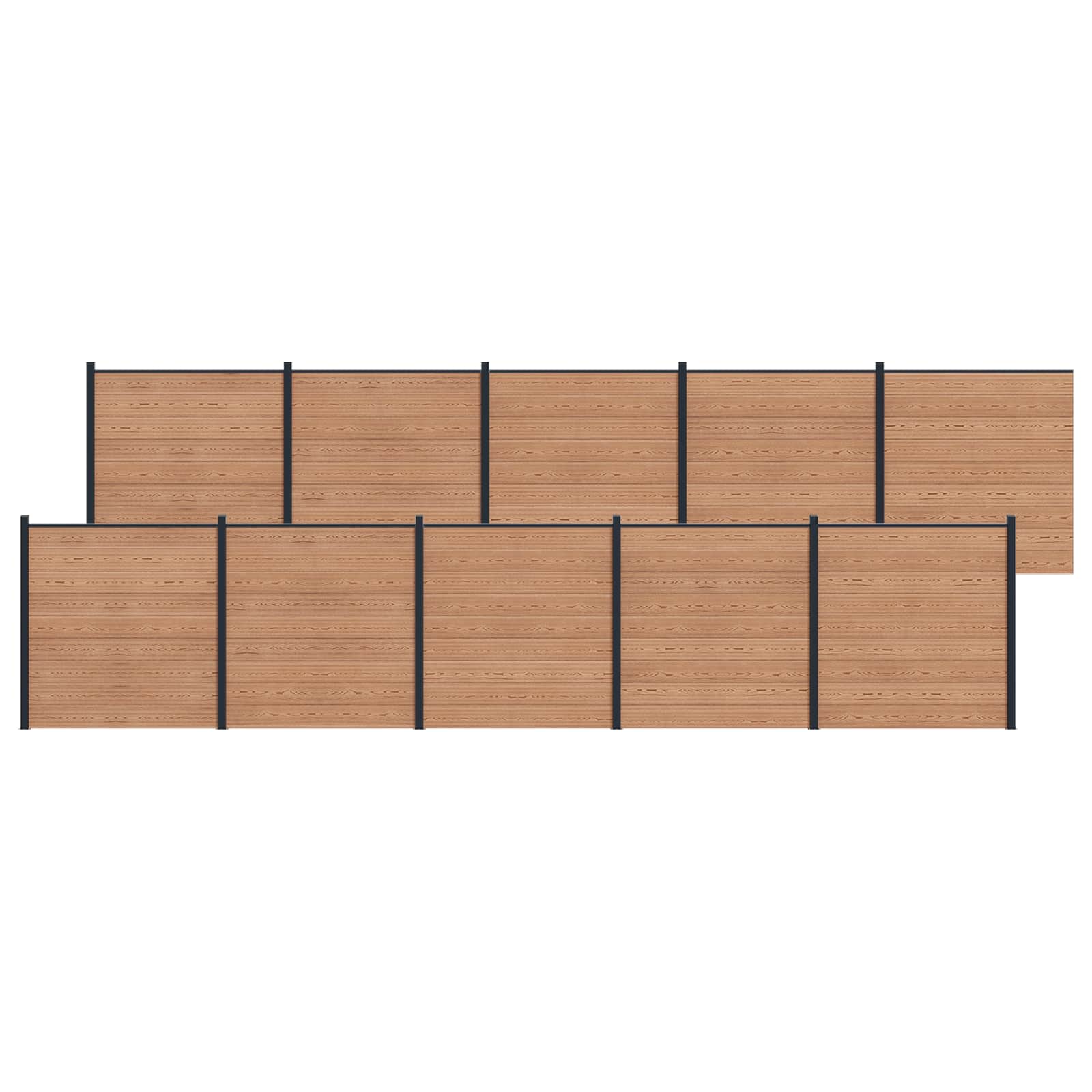 Hekpaneel 10 pcs WPC en Aluminium Bruin – afbeelding 1