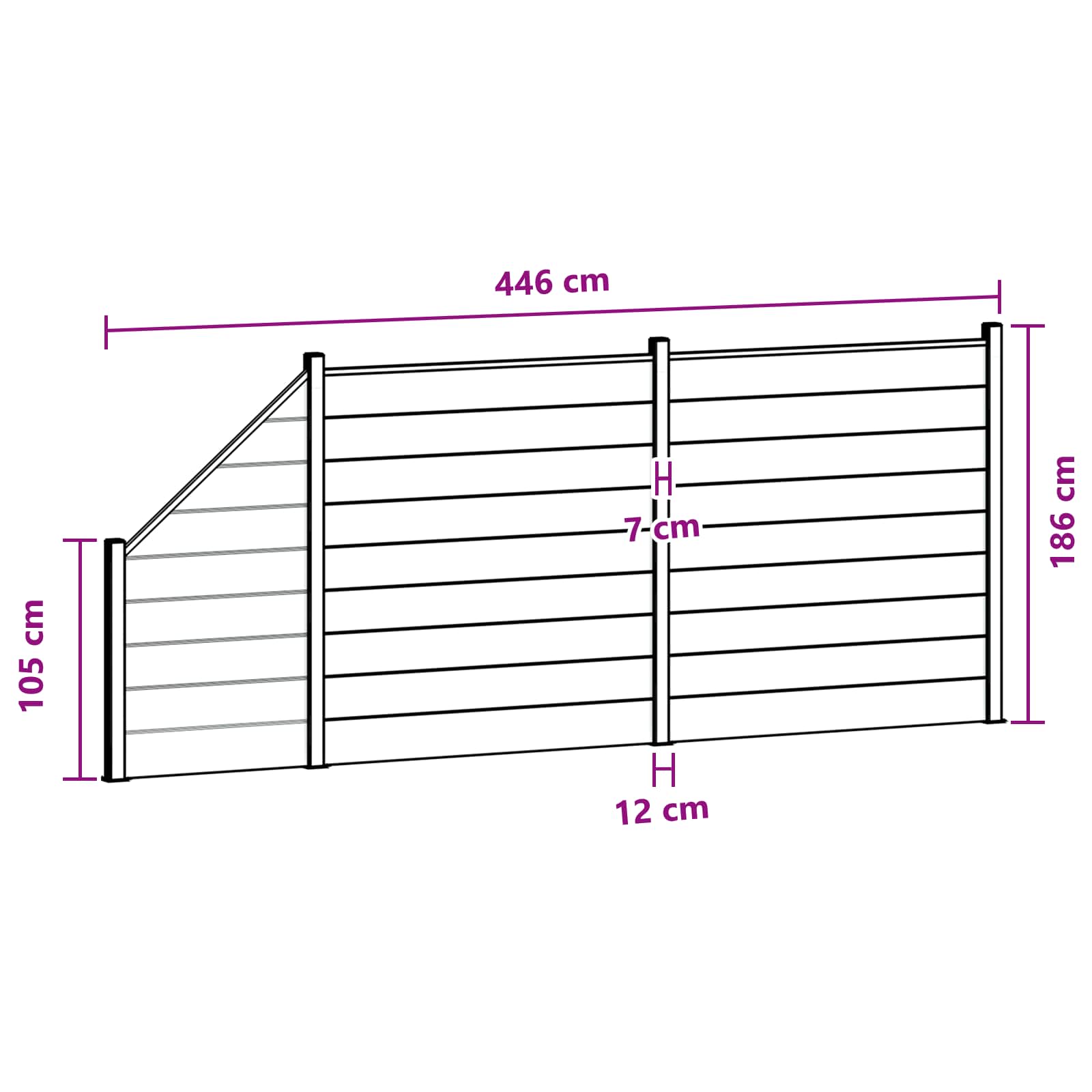 Hekpaneel 3 pcs WPC en Aluminium Bruin – afbeelding 12
