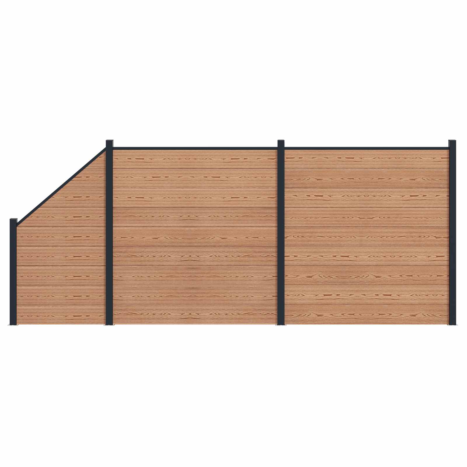Hekpaneel 3 pcs WPC en Aluminium Bruin – afbeelding 2