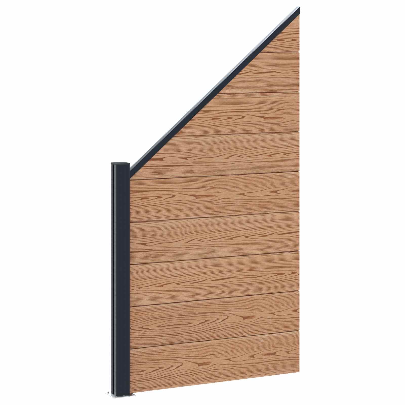 Hekpaneel 3 pcs WPC en Aluminium Bruin – afbeelding 5