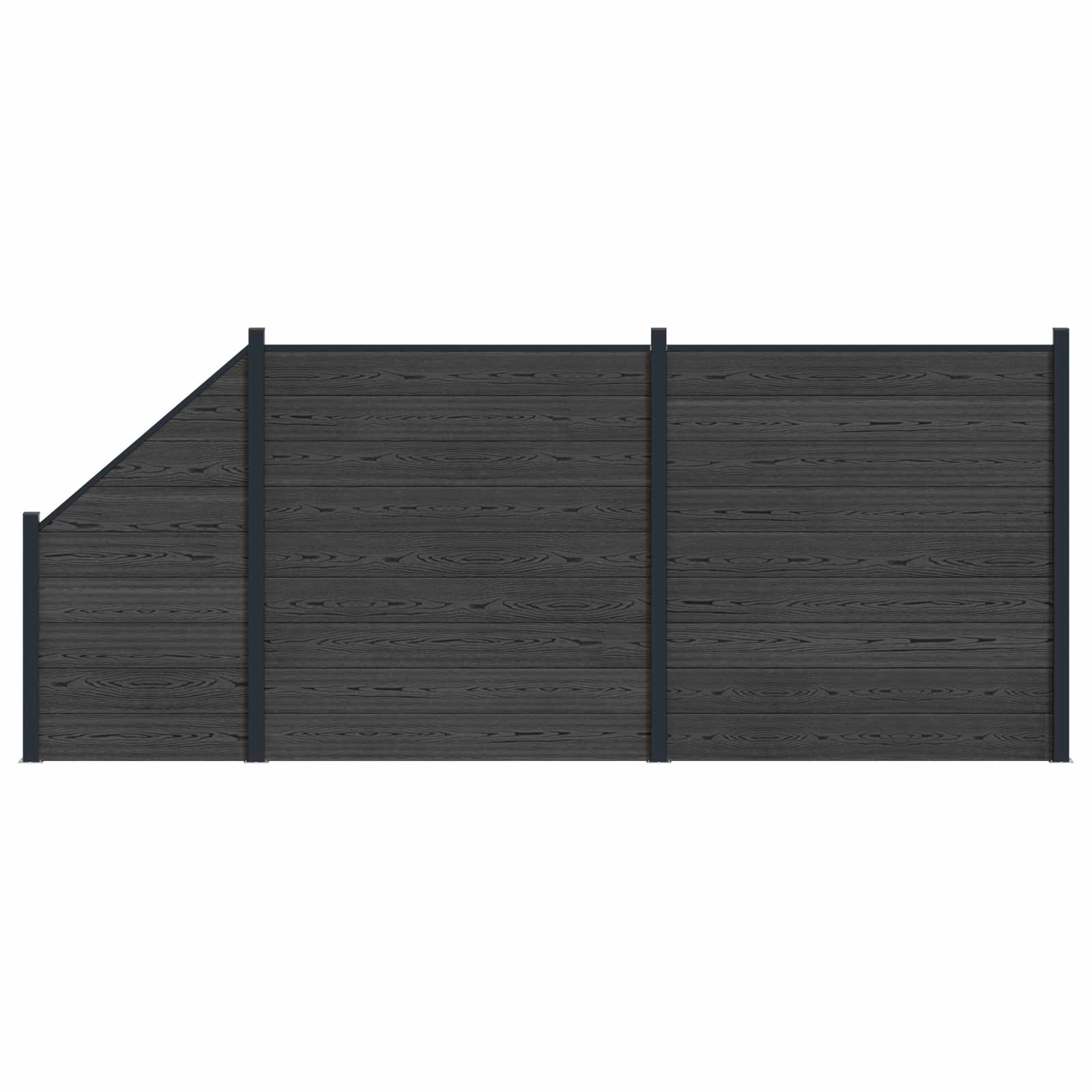Hekpaneel 3 pcs WPC en Aluminium Zwart – afbeelding 2