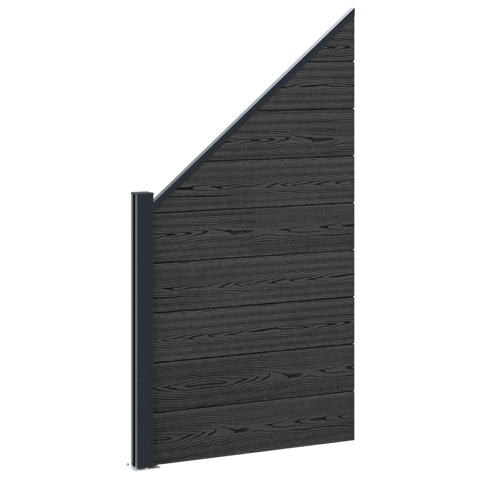 Hekpaneel 3 pcs WPC en Aluminium Zwart – afbeelding 5